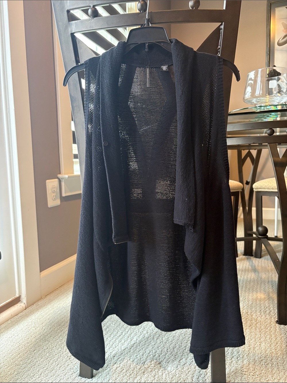 Black Open-Front Women's Cardigan Vest